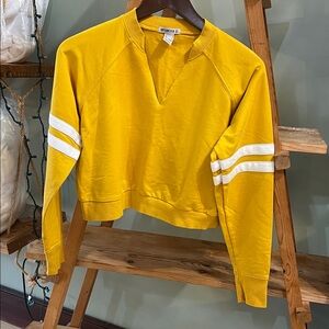 Forever 21 Yellow Sweatshirt with White Stripes
